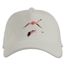 Baseball cap with Print Two Flamingos Fly - white