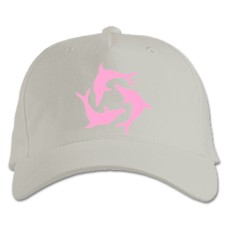 Baseball cap with Print Three Pink Dolphins - white