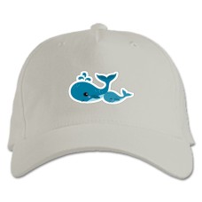 Baseball cap with Print Small And Big Whale - white