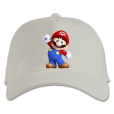 Бейсболка с принтом Марио Герой - белая