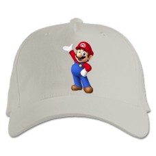 Бейсболка с принтом Марио Счастливый Герой - белая