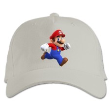Бейсболка с принтом Марио Бегущий Герой - белая