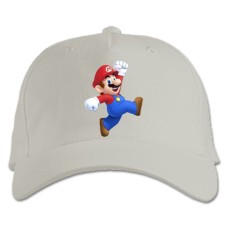 Бейсболка с принтом Марио Прикольный Героический Принт - белая