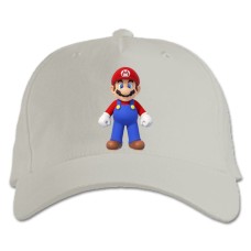 Бейсболка с принтом Марио Главный Герой Тематический Принт - белая