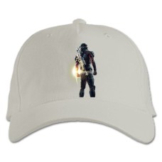 Бейсболка с принтом Масс Эффект Герой Тематика - белая