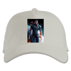 Бейсболка с принтом Масс Эффект Главный Герой Принт - белая