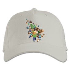 Бейсболка с принтом Майнкрафт Вселенная - белая