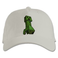 Бейсболка с принтом Майнкрафт Крипер - белая