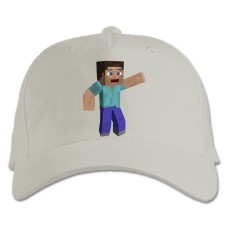 Бейсболка с принтом Майнкрафт Стив Герой - белая