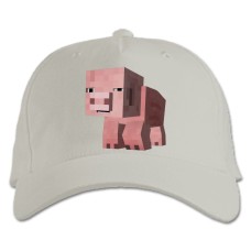 Бейсболка с принтом Майнкрафт Свинка - белая
