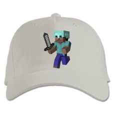 Бейсболка с принтом Майнкрафт Стив И Меч - белая