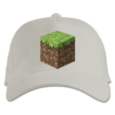 Бейсболка с принтом Майнкрафт Блок - белая