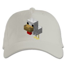 Бейсболка с принтом Майнкрафт Курица - белая
