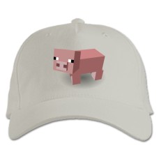 Бейсболка с принтом Майнкрафт Прикольная Свинка Принт - белая