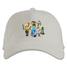 Бейсболка с принтом Майнкрафт Герои - белая