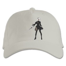 Бейсболка с принтом Ниер Автомата Героиня Девушка - белая