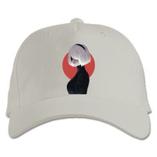 Бейсболка с принтом Ниер Автомата Девушка - белая