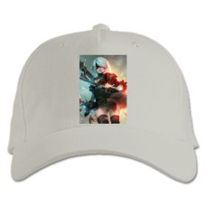 Бейсболка с принтом Ниер Автомата Яркий Принт - белая