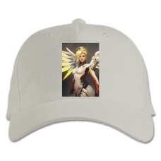 Бейсболка с принтом Овервотч Мерси - белая