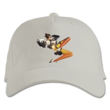 Бейсболка с принтом Овервотч Трейсер - белая