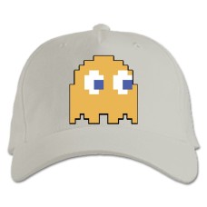 Кепка з принтом Пакман Піксель Герой - біла