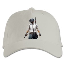 Бейсболка с принтом Пабг Главный Герой - белая
