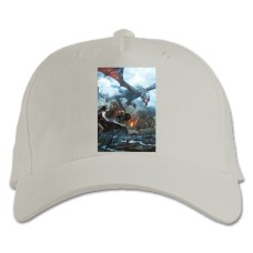 Baseball cap with Print The Elder Scrolls Dragons Battle - white