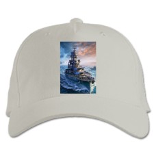 Baseball cap with Print World Of Warships Theme Print - white
