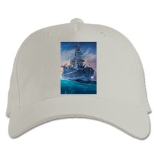 Baseball cap with Print World Of Warships Boat Print - white
