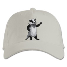 Baseball cap with Print Funny Raccoon With Seed - white