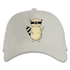 Baseball cap with Print Yelloow Raccoon - white