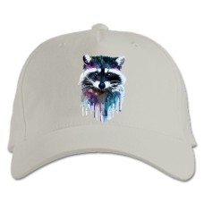 Baseball cap with Print Colored Raccoon - white
