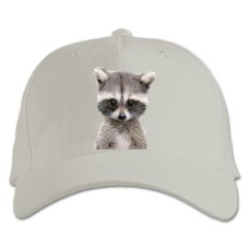 Baseball cap with Print Small And Cute Raccoon - white