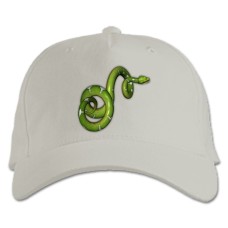 Baseball cap with Print Green Snake - white