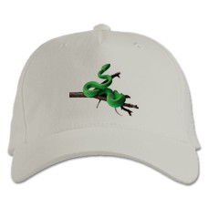 Baseball cap with Print Green Snake On Tree - white