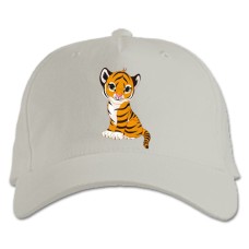 Baseball cap with Print Small Tiger From Cartoon - white