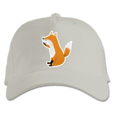 Baseball cap with Print Cute Fox Says 'Hi' - white