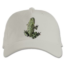 Baseball cap with Print Green Frog With Black Spots - white