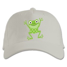 Baseball cap with Print Green Frog From Cartoon - white