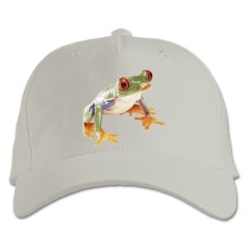 Baseball cap with Print Frog With Orange Eyes - white