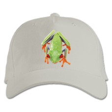 Baseball cap with Print Frog With Orange Legs - white