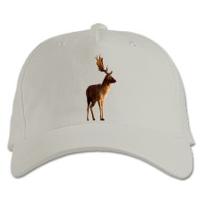 Baseball cap with Print Dear With Big Horns - white