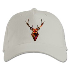 Baseball cap with Print Art Head Of Dear - white