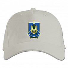 Baseball cap with Print Coat of arms of Ukraine Ghost of Kyiv Hero - white