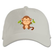 Baseball cap with Print Cute Monkey From Cartoon - white