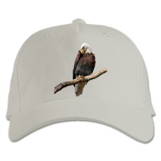 Baseball cap with Print Eagle Sits On Stick - white