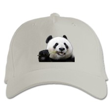 Бейсболка с принтом Панда Ест Бамбук - белая