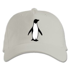 Бейсболка с принтом Нарисованная Тень Пингвина - белая