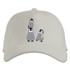 Baseball cap with Print Cute Penguin's Family - white
