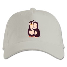Baseball cap with Print Two Cute Penguins - white